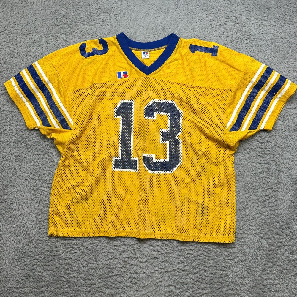 Vintage Russell Athletic Football Jersey Mens XL Yellow Purple